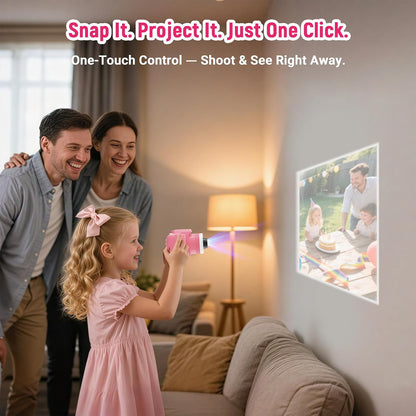 Smart Kids Camera with Projector, 32G Micro SD Card Included – 2.8” Dual Screen, HD Photo & Video, AI Editing, Preloaded Games, 6000mAh Battery, 32GB Card Included