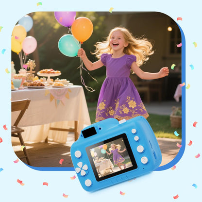 Smart Kids Camera with Projector, 32G Micro SD Card Included – 2.8” Dual Screen, HD Photo & Video, AI Editing, Preloaded Games, 6000mAh Battery, 32GB Card Included